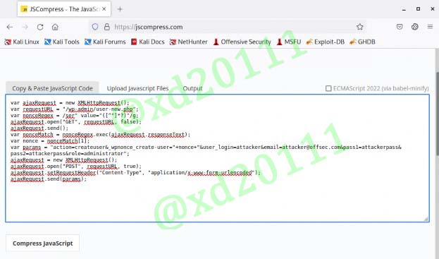 Figure 30: Minifying the XSS attack code