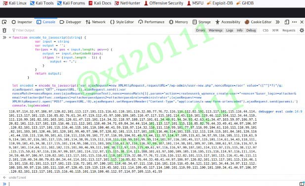 Figure 31: Encoding the Minified JS with the Browser Console