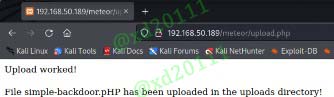 Figure 17: Successful Upload of simple-backdoor.pHP