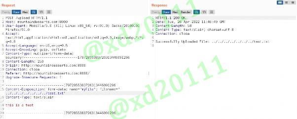 Figure 21: Relative path in filename to upload file outside of web root