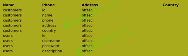 Figure 13: Dumping the Current Database Tables Structure