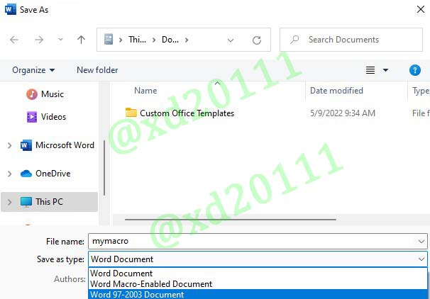 Figure 19: Saving Document as .doc