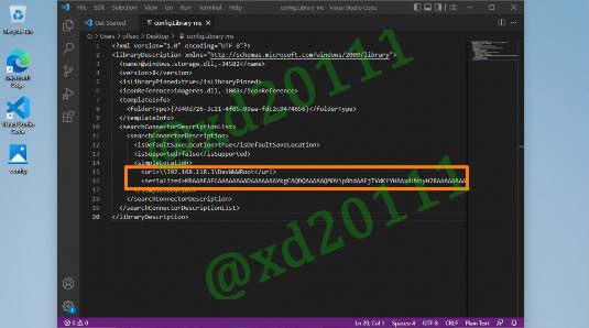 Figure 29: Modified XML code of config.Library-ms