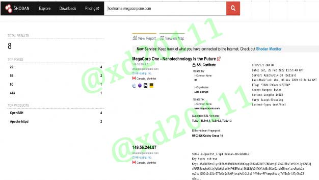 Figure 13: Searching MegaCorp One's domain with Shodan