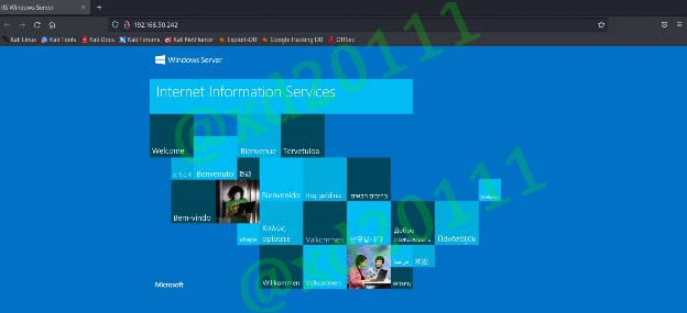 Figure 3: IIS Welcome Page on MAILSRV1