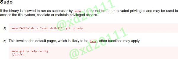 Figure 7: Sudo abuse vector for git