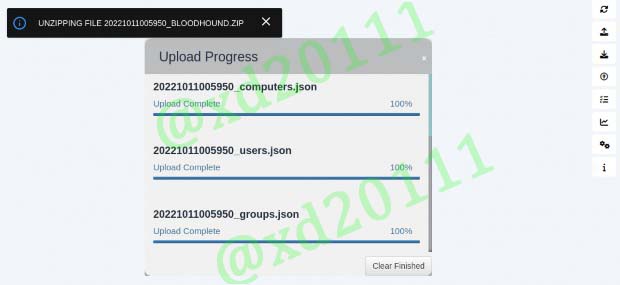 Figure 9: Upload Zip Archive to BloodHound