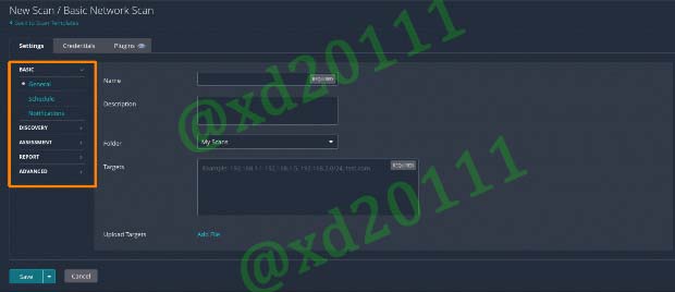 Figure 13: Different Settings in Scan Configuration