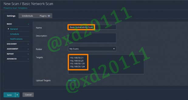 Figure 14: Configuring Scan Name and Target List